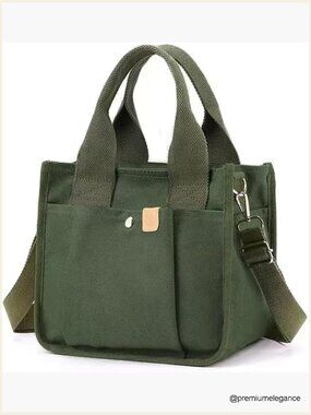 Small Canvas Tote Bag with Zipper Satchel Crossbody Work Travel Handbag